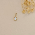 Exquisite teardrop moonstone pendant with blue glow and vintage gold embossed frame - Moonstone Pendant Only (Without Chain) / Gold