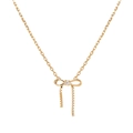 Elegante gouden strik ketting met Moissanite kwastje hanger voor kerst sieradenset - Strik Ketting (3007)