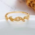 Natural Australian opal ring with S925 silver vine design in vintage gold finish - US Size 6 / Gold / Natural Australian Opal