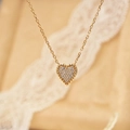 Εξαιρετικό κολιέ με καρδιά από ασήμι S925 και πέτρες moissanite με τεχνική pavé - Κολιέ με μωασσανίτη καρδιά με πλήρες pavé (3064)