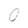 Elegant sterling silver half eternity ring with small round cubic zirconia stones - HK Size 8 / Platinum Plated White Zirconia