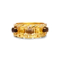Detalle del juego de tres anillos de plata S925 con citrino y cuarzo ahumado - US 10 / Conjunto Citrina Cuarzo Ahumado y Cadena