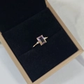 925 silver 14K gold plated ring with emerald-cut ametrine and side diamonds in box - HK Size 13 / Geometric Ametrine Ring
