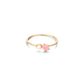 Anello minimalista in argento S925 con conchiglia bianca e cristallo rosa dorato - n.12 / Anello con Doppia Pietra (1649A) / Argento 925 / Oro rosa