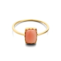 Macro detail of G10K gold ring featuring a rectangular pink stone with wavy bezel - US 10 / Pink (Queen Shell)