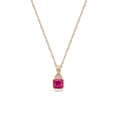 Elegant gold plated S925 silver necklace featuring a princess cut red corundum pendant - Red Corundum Necklace / 925 Silver