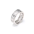 Vintage hollow engraved silver ring with intricate floral leaf pattern design - US 9 / Silver Hollow Pattern