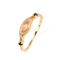 Anillo vintage de plata S925 dorada con piedra de luna naranja y piedras decorativas - US 10 / Dorado