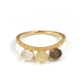 Anillo vintage de plata 925 bañada en oro con cristales naturales y textura de vid - US 10 / Dorado