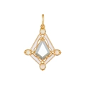 Kite-shaped gold sterling silver pendant with white crystal and opal in palace style - Gold Crystal Opal Pendant