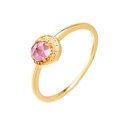 Eleganter Vintage-Ring mit rosafarbenem Edelstein, Rosenschliff und goldener Ringschiene - Größe 10 / Kleiner Amethyst Stil