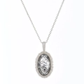S925 Sterling Silber Halskette mit ovalem schwarzen Rutilquarz-Anhänger - Schwarzer Rutilquarz Anhänger / 925er Silber