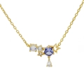 Collana in argento S925 placcato oro con pietra di luna e zircone viola stile stellare - Collana Stella di Neve con Pietra di Luna e Zirconia Tanzanite / Argento 925