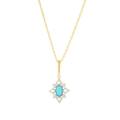 Exquisite S925 gilded silver vintage necklace featuring turquoise and opal pendant - Sea Anemone Rhombus Turquoise Pendant (Pendant Only Without Chain)