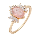Elegant rose gold S925 silver ring featuring an oval pink strawberry crystal and zircons - US 5 / Pink Strawberry Quartz Luxury Ring