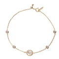 Classic gold-plated S925 silver bracelet with white shell and clear zircon stones - 925 Silver / Bubble White Crystal And White Shell