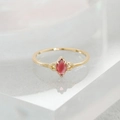 Macro detail of S925 silver ring with red marquise garnet and vintage milgrain edges - Red Garnet Ring / US Size 5