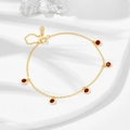 Vintage S925 sterling silver gold-plated bracelet with five round red gemstones - 925 Silver / Garnet Bracelet
