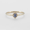 Vintage rhombus kyanite ring with hammered gold-plated silver band for women - 925 Silver / Blue Kyanite Ring Size 5