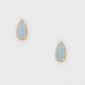 Pendientes vintage de aguamarina en forma de gota bañados en oro de 14 quilates - Plata 925 / Pendientes de botón de aguamarina