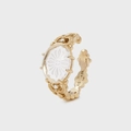 Manchette d'oreille vintage en argent S925 or 14K avec cristal gravé de marguerites - Style sculpté de marguerite en cristal blanc (ALTB-2206) / Argent 925 / Pièce Unique / Or