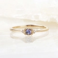 Minimalist S925 silver ring with a round purple tanzanite and gold-plated finish - US Size 6 / Gold (Tanzanite)