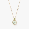 Collana in argento S925 placcata oro 14k con ametiste verdi e decorazione a grani - Peridoto con Prasiolite (Collana Oro)