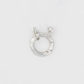 Connecteur de pendentif rond en argent S925 texture martelée avec fermoir à ressort - Argent 925 / Or blanc