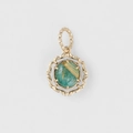 Vintage S925 silver 14K gold plated pendant featuring rutilated quartz and malachite - Golden Rutilated Quartz and Malachite Pendant Only (Without Chain) / 925 Silver