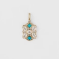 Vintage gold-plated floral pendant with central opal and turquoise accents for women - 925 Silver / Opal And Turquoise Pendant (Without Chain)