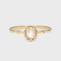Vintage 14K gold plated S925 silver ring featuring moonstone and white zircon accents - US Size 5 / Moonlight Ring