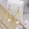 Elegant teardrop hollow S925 silver 14K gold earrings with natural freshwater pearls - 925 Silver / Gold