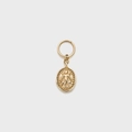 Vintage 14K gold plated S925 silver oval pendant with embossed angel and beaded edge - Moissanite Portrait Style (Pendant Only Without Chain)