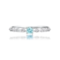 French vintage S925 silver thorn rose ring with light blue apatite and star relief - US 5 / Sky Blue
