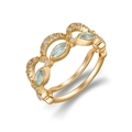 Luxury 18K gold-plated silver ring set with marquise light blue gemstones and pavé zircons - US 5 / Topaz Yellow Gold