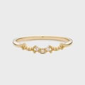 Elegant 14K gold plated S925 silver wave ring with three round opal stones and milgrain - US Size 6 / White Zircon Ring