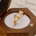 Detail of a vintage 14k gold plated ring with yellow citrine in a wooden jewelry box - US Size 5 / Citrine Ring