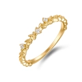 Anello di lusso in argento 925 con design a spiga di grano e zirconi in oro 18K - Taglia 5 (US) / Oro