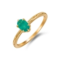 Japanese style sterling silver ring with oval green chalcedony and vintage gold engraving - Size 5 (US) / Gold (Green Chalcedony)