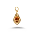 Vintage gold-plated S925 silver pendant with teardrop hollow design and orange garnet - 925 Silver / Peacock Petal Orange Garnet Pendant (Without Chain)