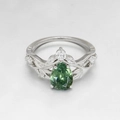 Macro view of S925 sterling silver ring showing intricate leaf patterns and S925 hallmark - US 5 / Alexandrite Zircon Ring (Platinum)