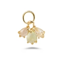 S925 silver 14K gold pendant with pear-cut prehnite and pink quartz gemstones - 925 Silver / Gold