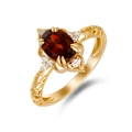 Vintage 14k gold plated S925 silver ring with red garnet and white zircon accents - US 5 / Red And Gold