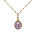 Elegante collana in argento S925 placcato oro 14K con gemma di ametista viola taglio ovale - Collana Fronte-retro in Ametista e Labradorite