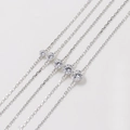 Five S925 sterling silver necklaces with different sizes of round cubic zirconia - X-Small (Size 1) / White Gold