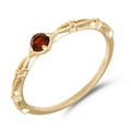 S925 sterling silver gold-plated ring with round garnet and beaded wave band detail - US Size 6 / 925 Silver Gold Plated Faceted Garnet Ring