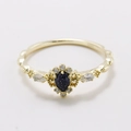 Vintage S925 Silberring mit blauem Birnenschliff-Stein und Gold-Finish in Variantenansicht - US 5 / Blauer Sandstein