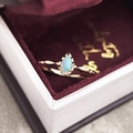 Elegante anillo de plata S925 bañado en oro con opalo gota y caja de joyería - Anillo Talla 6