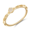 Vintage gold S925 silver ring featuring a round white moonstone with beaded texture - US Size 6 / 925 Silver Gold Plated Moonstone Ring