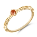 S925 sterling silver gold plated ring with natural garnet and vintage woven band - US Size 6 / 925 Silver Gold Plated Smooth Garnet Ring